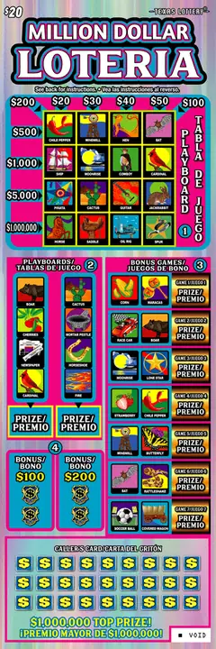 Million Dollar Loteria $20 scratch-off ticket