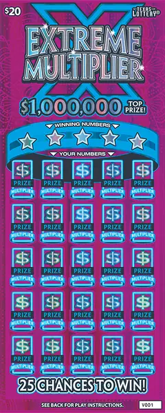 Extreme Multiplier $20 scratch-off ticket