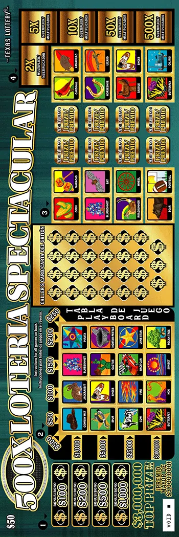 500X Loteria Spectacular $50 Texas scratch-off ticket