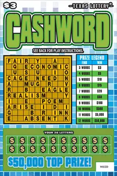 Cashword $3 scratch-off ticket