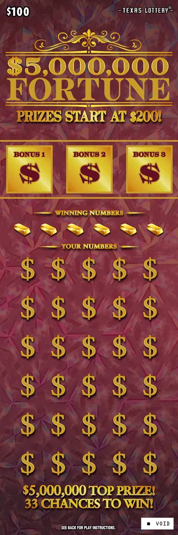 $5,000,000 Fortune $100 Texas scratch-off ticket