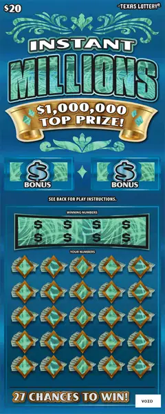 Instant Millions $20 scratch-off ticket