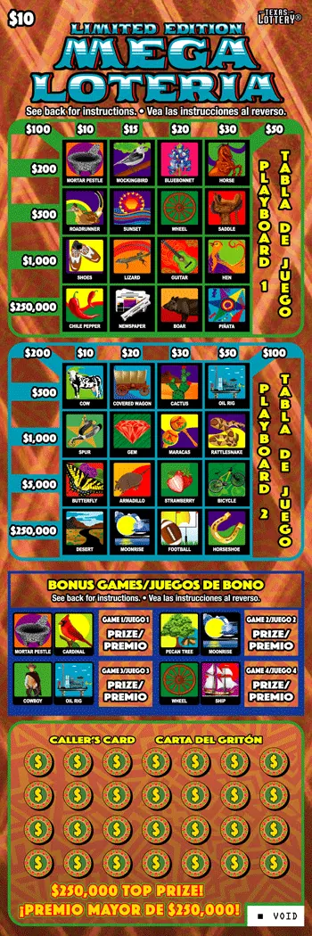 Limited Edition Mega Loteria $10 Texas scratch-off ticket