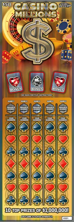 Casino Millions $50 scratch-off ticket