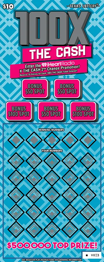 100X The Cash $10 Texas scratch-off ticket