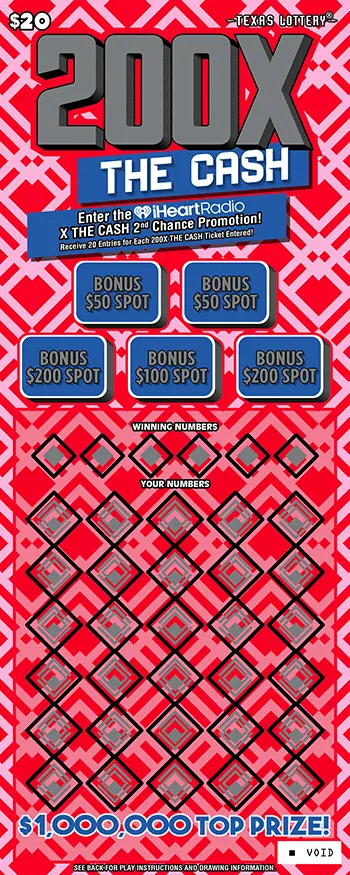 200X The Cash $20 Texas scratch-off ticket