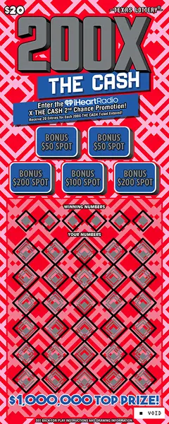 200X The Cash $20 scratch-off ticket