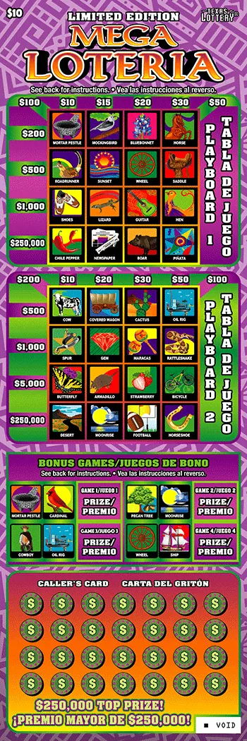 Limited Edition Mega Loteria $10 Texas scratch-off ticket