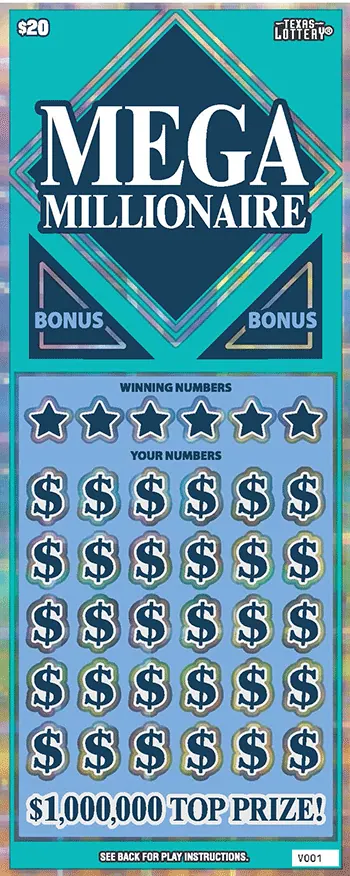 Mega Millionaire $20 Texas scratch-off ticket