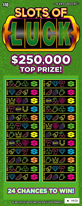 Slots of Luck $10 Texas scratch-off ticket