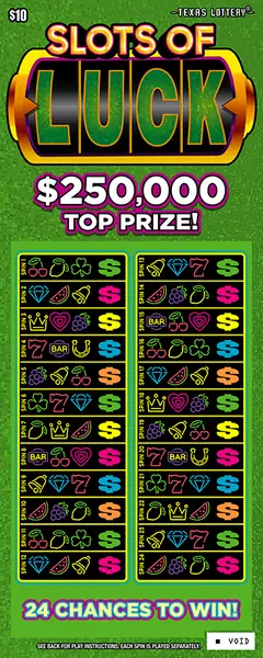 Slots of Luck $10 scratch-off ticket