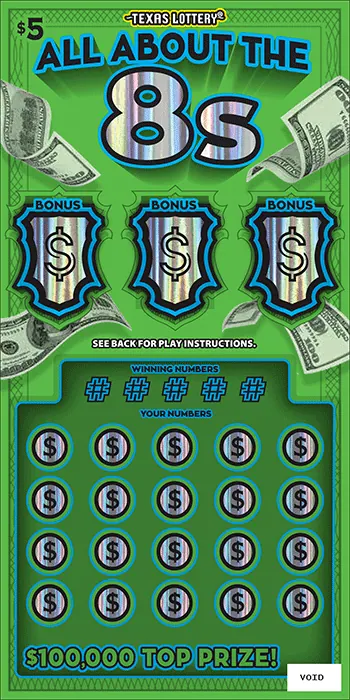 All About the 8s $5 Texas scratch-off ticket