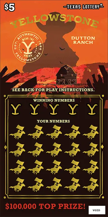 Yellowstone $5 Texas scratch-off ticket