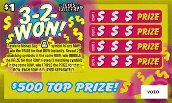 3-2-Won! $1 Texas scratch-off ticket