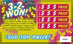 3-2-Won! $1 scratch-off ticket