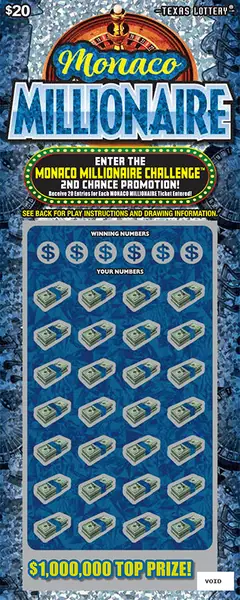 Monaco Millionaire $20 scratch-off ticket
