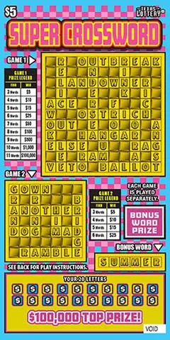 Super Crossword $5 scratch-off ticket