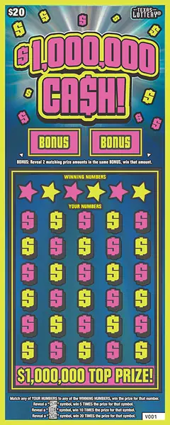 $1,000,000 Ca$h! $20 scratch-off ticket