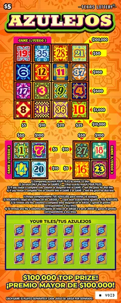 Azulejos $5 scratch-off ticket