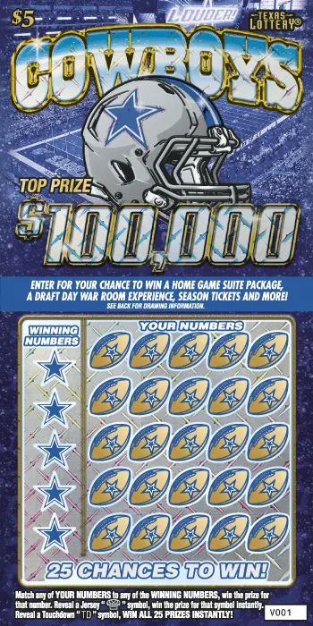 Cowboys $5 Texas scratch-off ticket
