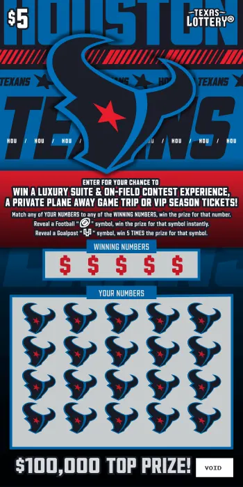 Houston Texans $5 Texas scratch-off ticket
