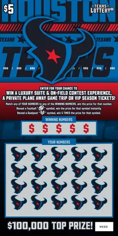 Houston Texans $5 scratch-off ticket