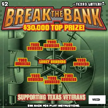 Break the Bank $2 Texas scratch-off ticket