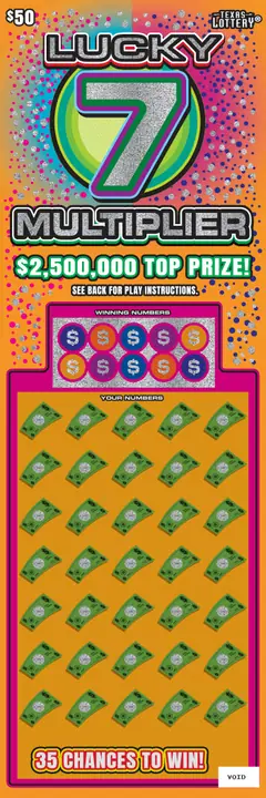 Lucky 7 Multiplier $50 scratch-off ticket (image: Texas Lottery)