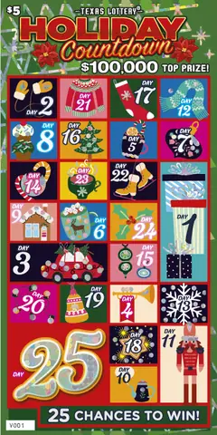Holiday Countdown $5 scratch-off ticket