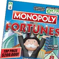 Monopoly Fortunes $5 Virginia scratch-off ticket