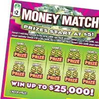 Money Match $2 scratch-off ticket