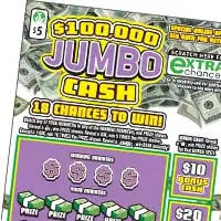 $100,000 Jumbo Cash $5 scratch-off ticket