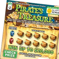 Pirates Treasure $2 scratch-off ticket