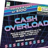 Cash Overload $30 Virginia scratch-off ticket