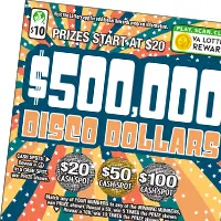 $500,000 Disco Dollars $10 Virginia scratch-off ticket