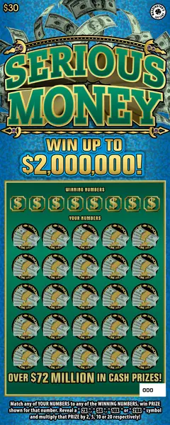 Serious Money $30 scratch-off ticket