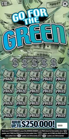 Go For The Green $10 scratch-off ticket