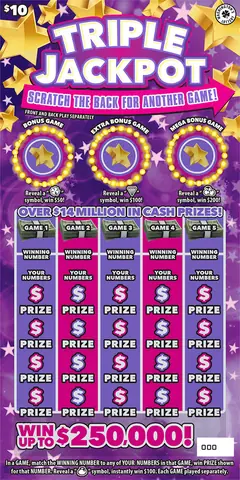 Triple Jackpot $10 scratch-off ticket