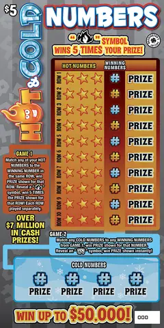 Hot & Cold Numbers $5 scratch-off ticket