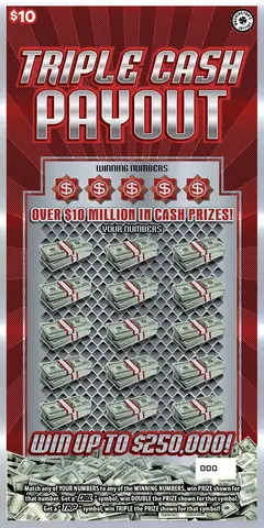 Triple Cash Payout $10 scratch-off ticket