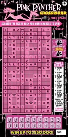 Pink Panther Crossword $10 scratch-off ticket