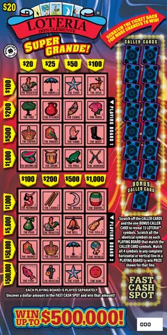 Loteria Super Grande! $20 scratch-off ticket