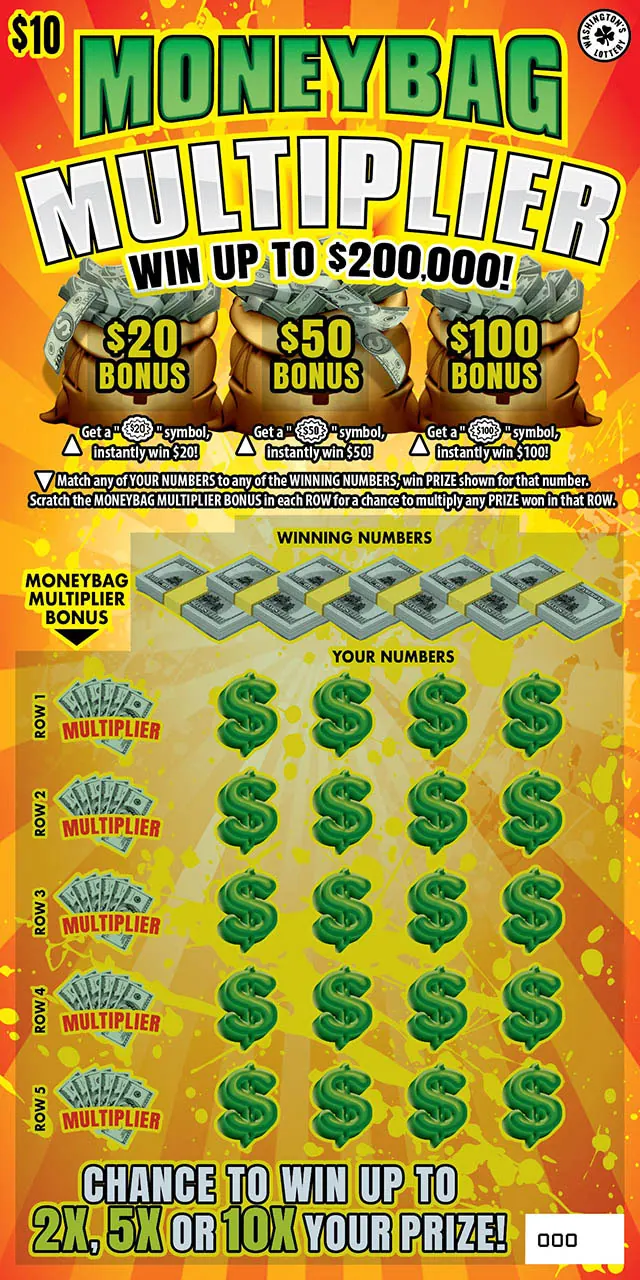 Moneybag Multiplier $10 Washington scratch-off ticket