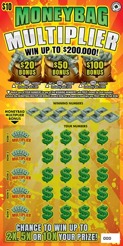 Moneybag Multiplier $10 scratch-off ticket (image: Washington's Lottery)