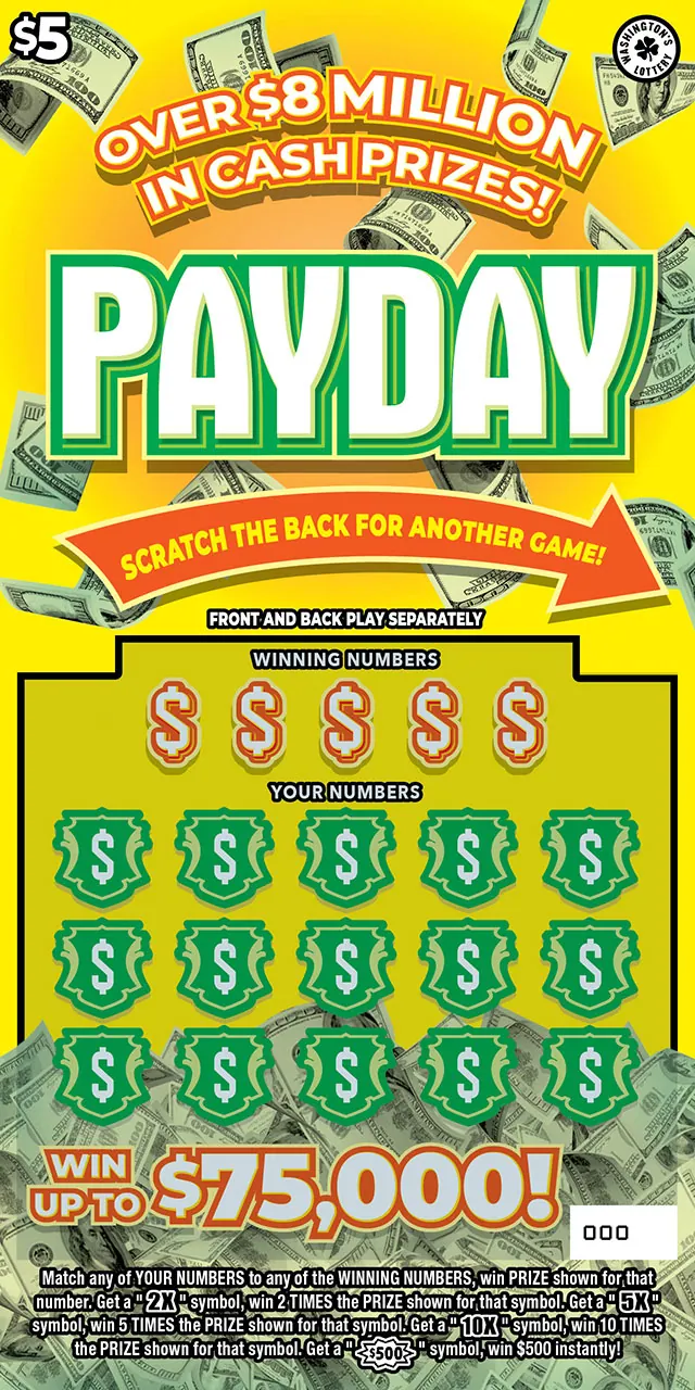 Payday $5 Washington scratch-off ticket