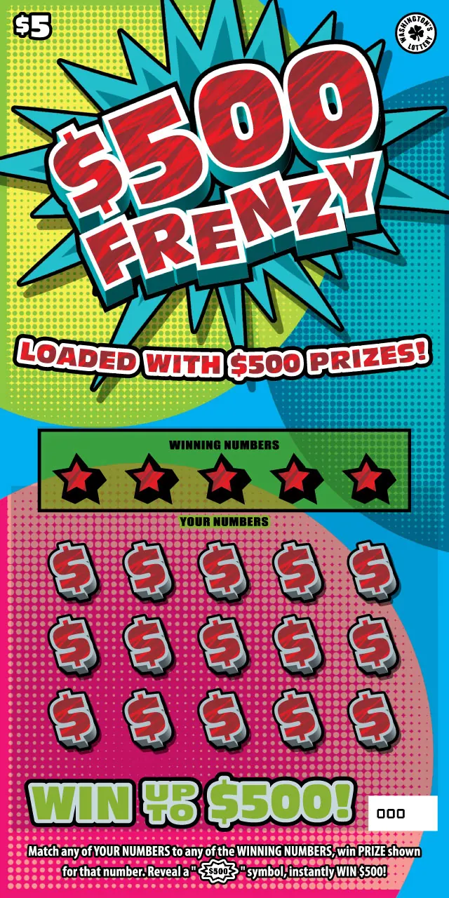 $500 Frenzy $5 Washington scratch-off ticket