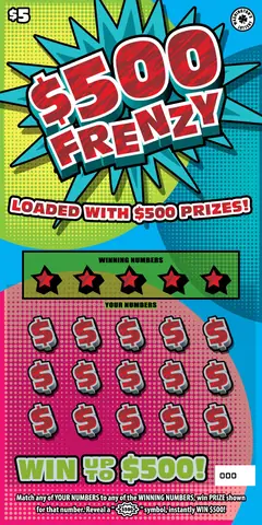 $500 Frenzy $5 scratch-off ticket