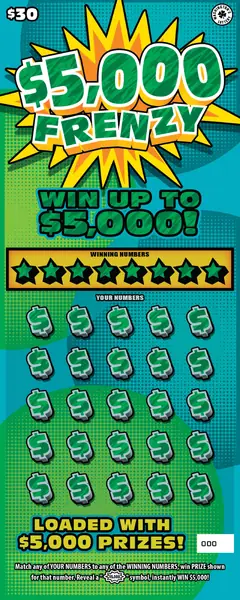 $5,000 Frenzy $30 scratch-off ticket