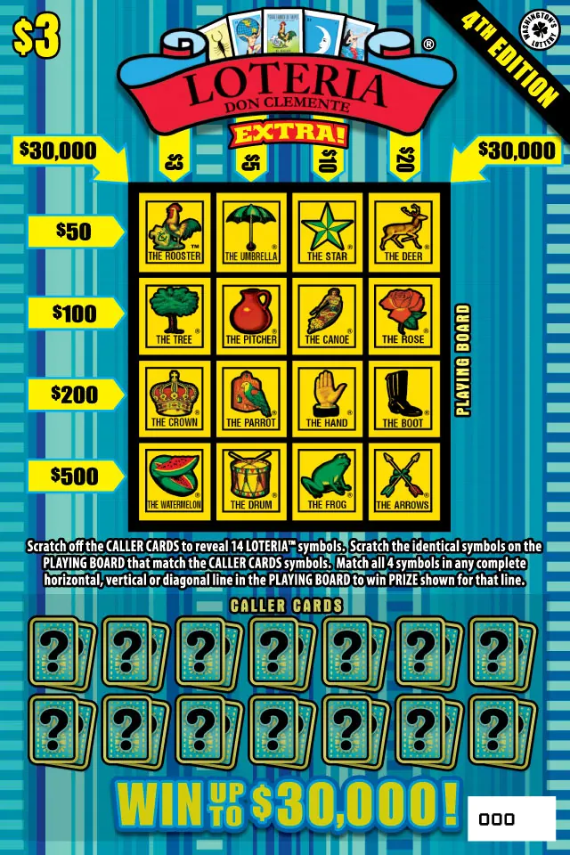 Loteria Extra! 4Th Edition $3 Washington scratch-off ticket