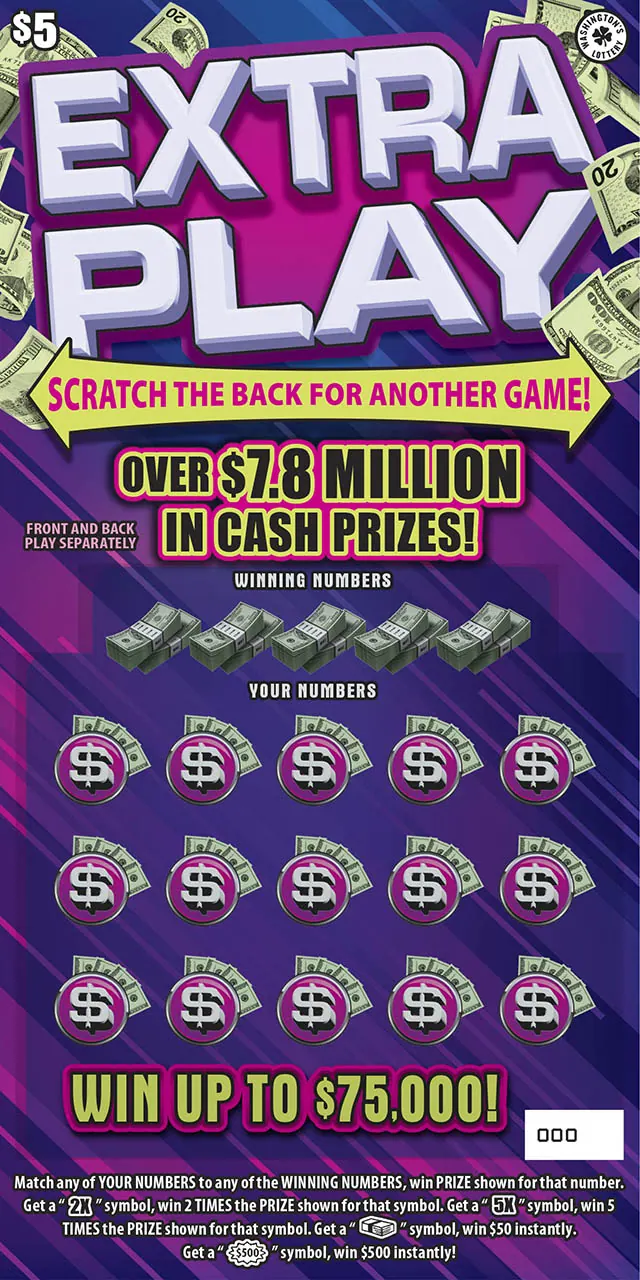 Extra Play $5 Washington scratch-off ticket